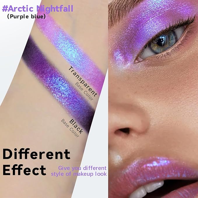 HOSAILY Duochrome Purple Blue Glitter Eyeshadow Stick, Holographic Color Shift Shimmer Chameleon Eye Shadow Brightener Pencil, Silky Smooth Iridescent Sparkle Inner Corner Eye Highlighter Fairy Makeup