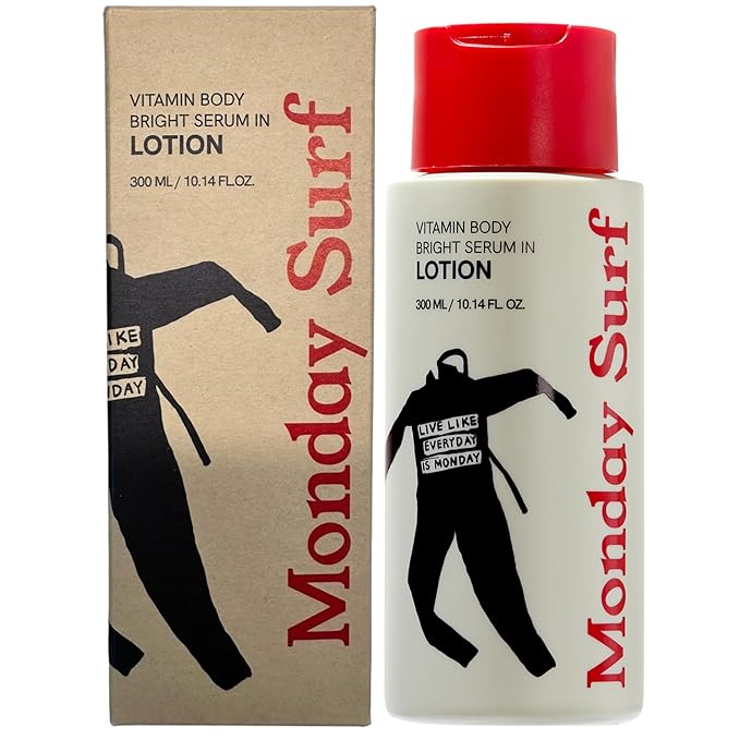 Monday Surf Vitamin Body Lotion for Body Glow, Fragrance-Light, Fast-Absorbing Non-Greasy, 24-Hour Moisture, Niacinamide + Ceramide + Hyaluronic Acid, Vegan Korean Body Care, 10.14 fl oz