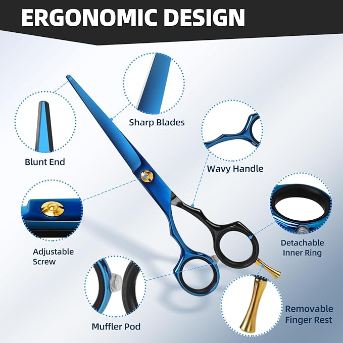 Ethyxe Hair Cutting Shears Sets - Professional 9 PCS Haircut Scissors Kit