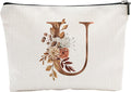 YKYENR A-Z Boho Personalized Cosmetic Bag-Floral Cotton Letter Makeup Bag With Zipper-Artistic Cosmetic Bag For Travel-Bride,Birthday Gift For Women Daughter Friends-Women Makeup Organizer-A21