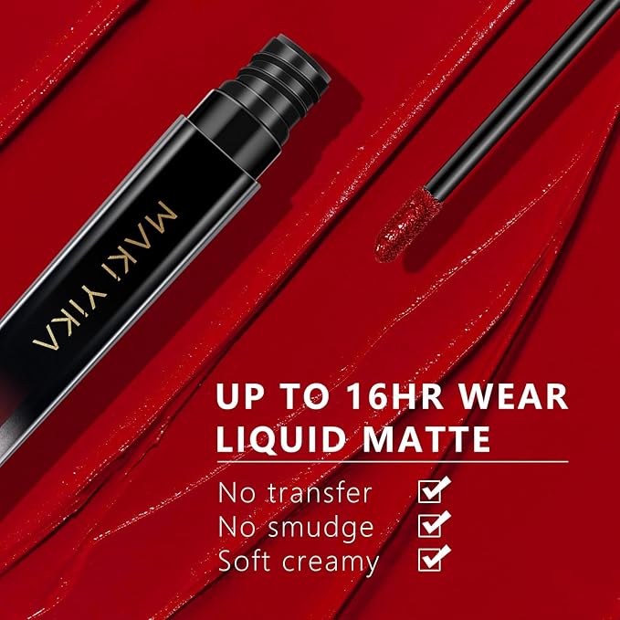 MAKI YIKA Red Lipstick Matte Liquid for Women Color Stay Long Lasting Lipsticks