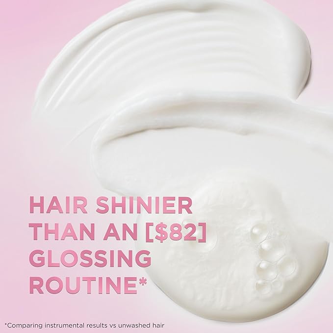 L’Oreal Paris Sulfate Free Glossing Shampoo and Conditioner Set with Glycolic Acid, Provides Intense Glass Shine & Smoothness, Suitable for Dull, Dry, and Color-Treated Hair, EverPure, 13.6 Fl Oz Set