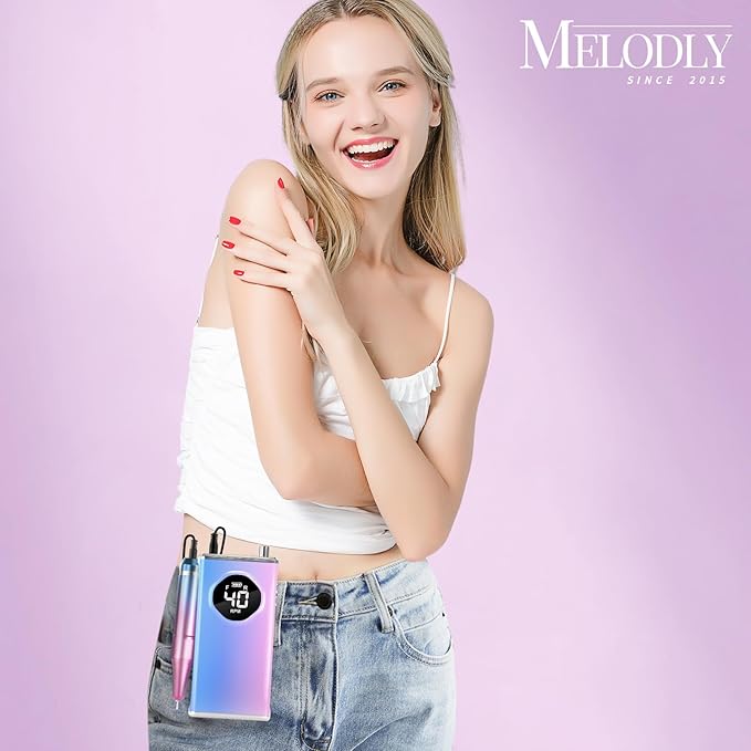 Melodly Electric Nail Drill Kit, Professional 40000 RPM Electric Nail File