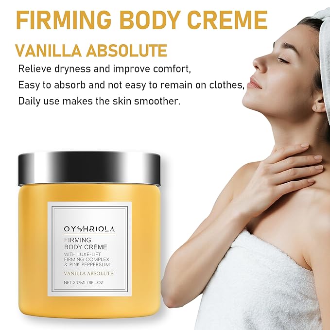 Oyshriola Champagne Body Firming Cream,Lift Body Creme,Skin Moisturizer Tightens,Anti Aging Firming Lotion,Hydrating Legs and Arms 8 Fl oz (1Pcs,Vanilla)