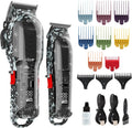 Tuanchuanrp Professional Hair Clippers for Men, Cordless Barber kit for Hair Cutting & Grooming, Hair Clippers and Trimmer Set for Barber Haircut with LED Display, 8 Fade Taper Combs(Black Set)