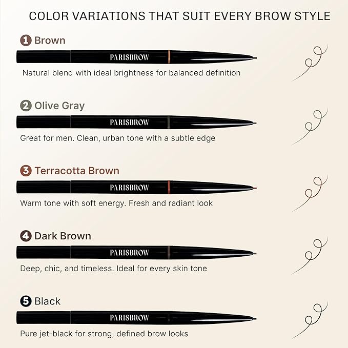 PARISBROW Slim Brow Pencil 05 Black eyebrow pencils (0.9mm Tip)