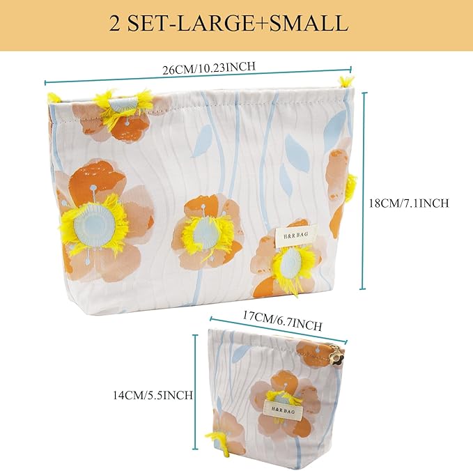 getgto 2 Pcs Makeup Bags, Large Cosmetic Bag Travel Toiletry Bag