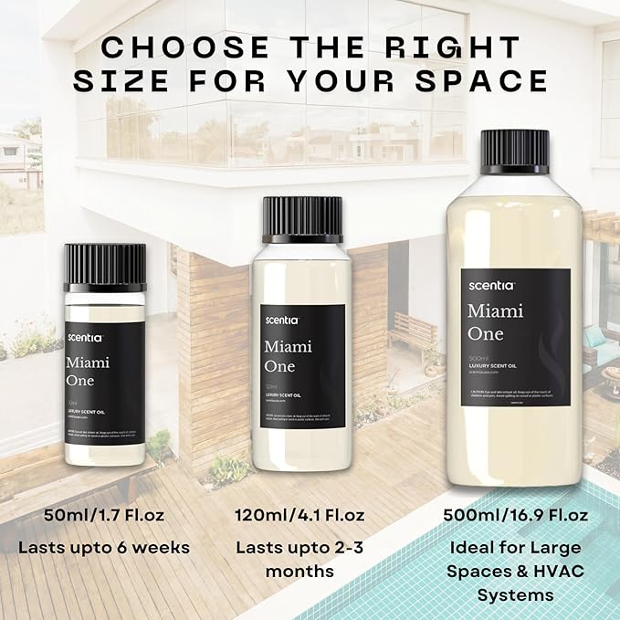 Scentia Miami One (My Way) Diffuser Oil for HVAC Scent Machine – Hotel Fragrance Inspired by 1 Hotel Miami Beach – 500 mL – Lemon, Sandalwood & Cedar Oil for Commercial & Cold Air Diffusers