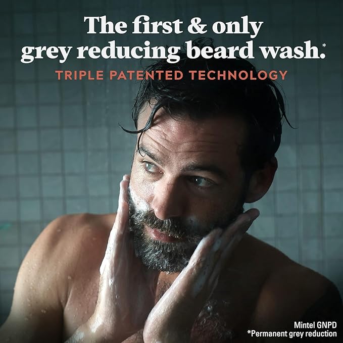 Just for Men Control GX Grey Reducing Beard Wash Shampoo with Keratin, Gradually Colors Mustache and Beard, Leaves Facial Hair Thicker Softer and Fuller, 4 Fl Oz - Pack of 1