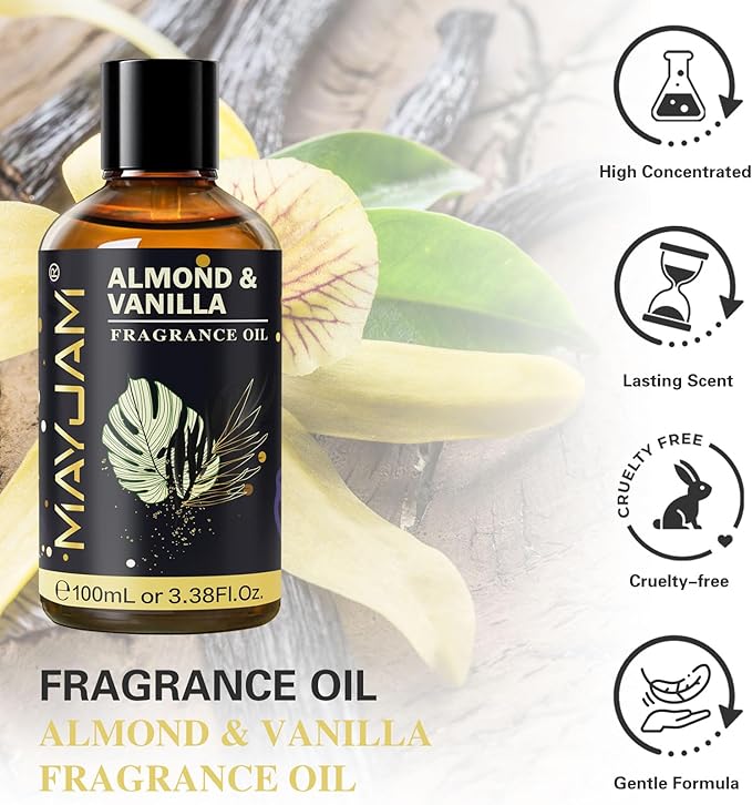 MAYJAM Almond & Vanilla Fragrance Oil for Diffusers, 100ML/3.38FL.OZ