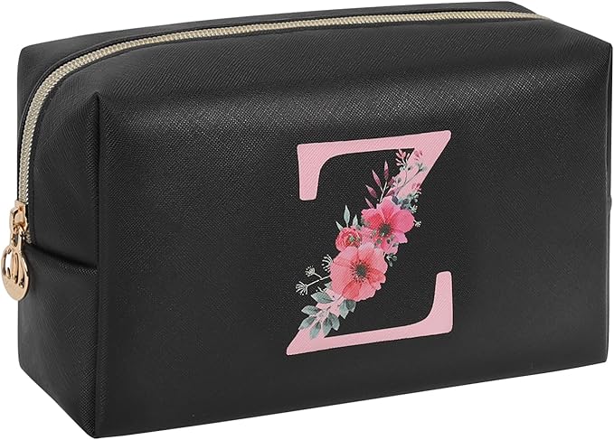 Initial Makeup Bag for Women, Travel Makeup Bag Small Cosmetic Bag, Birthday Gifts for Girls and Women, Teen Girls Gifts Trendy Stuff, Personalized Gifts for Grandkids Teacher Friends Bride Bridesmaid