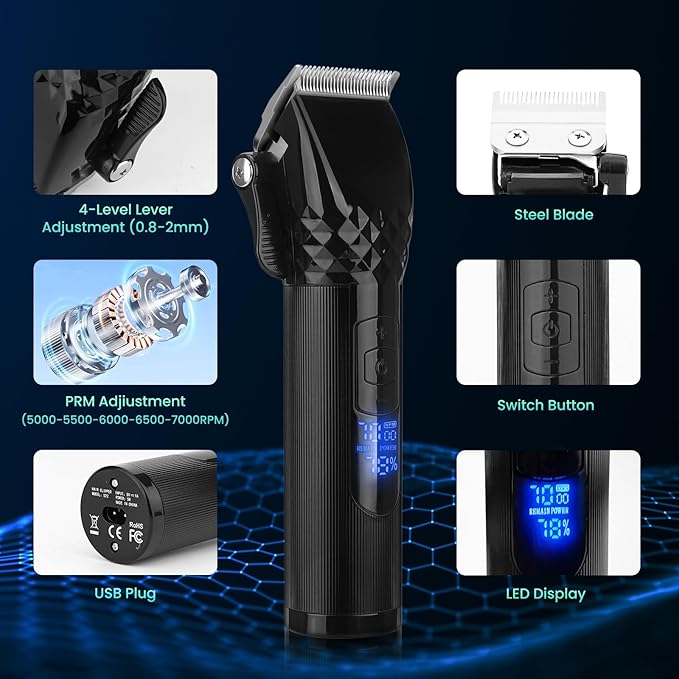 Soonsell Men Cordless Hair Clipper & T-Blade Trimmer Set,2in1Grooming Kit