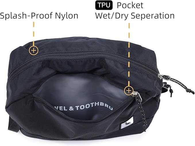 kalgoTeal Travel Toiletry Bag 8L, Large Packing Cube with Waterproof TPU Wet/Dry Compartment