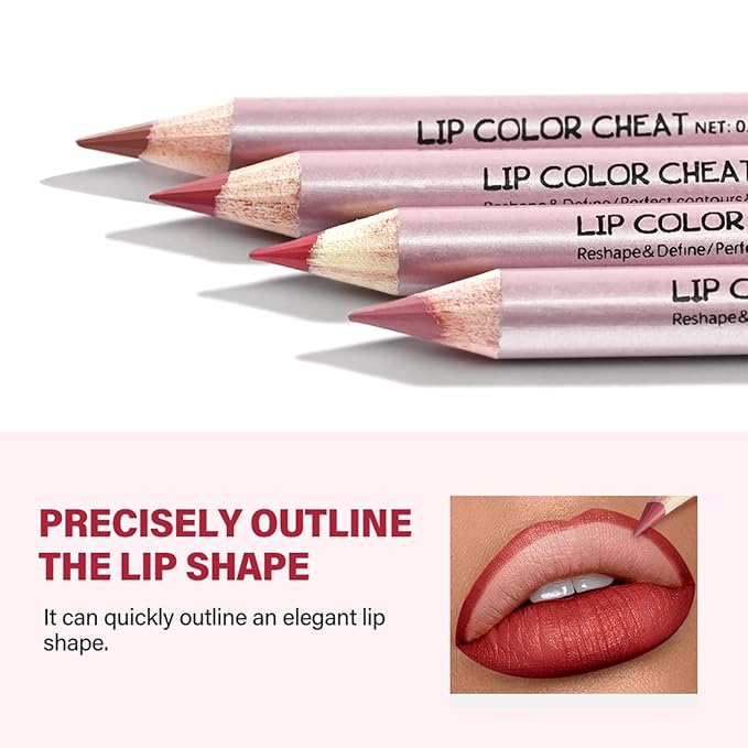 4 Colors Sculpting Matte Lip Liner Set,Mini High-Pigmented Long Lasting