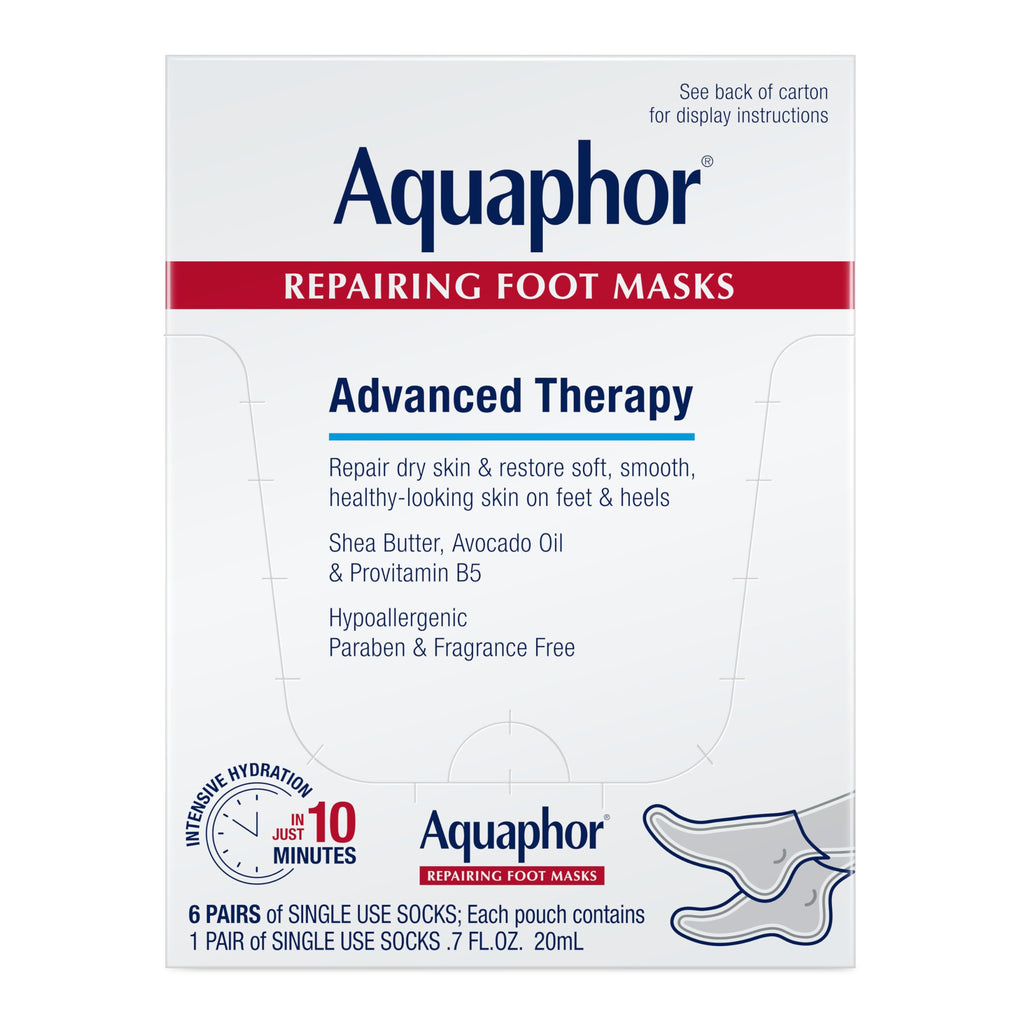 Aquaphor Advanced Therapy Repairing Foot Masks, 6 Masks x 0.7 FL OZ