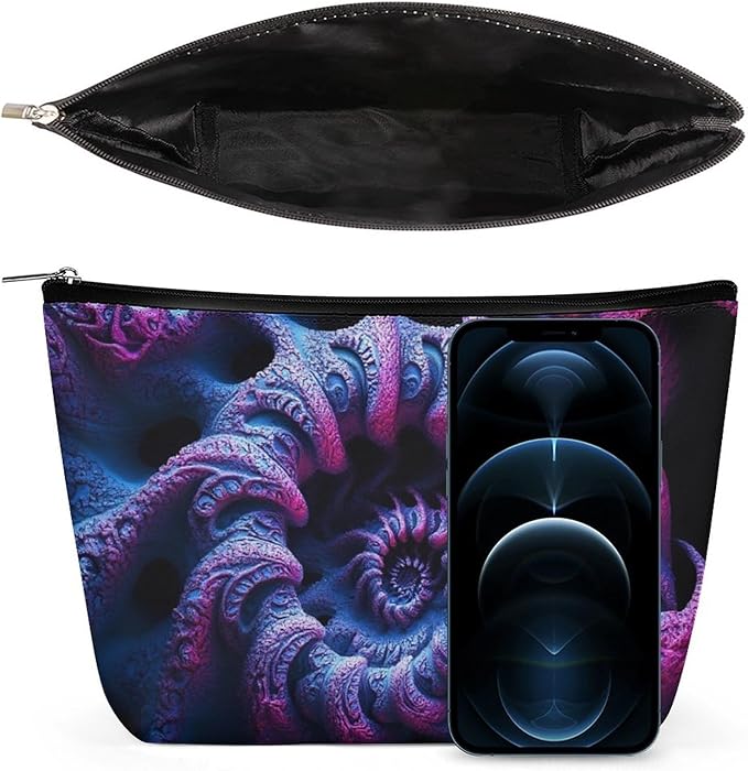 Meaudiwes Women's Fashion Zipper Cosmetic Case, Portable Makeup Case, Personality Toiletry Bag, Travel Cosmetic Toiletry Bag Trippy Purple Tie Dye