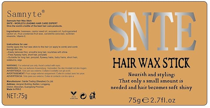 Samnyte Hair Wax Stick, Gel Tamer for Flyaways, Nourishing Slick Stick Pomade for Women & Kids, Slick Back & Styling Cream, Hair Styling Accessories for Teen Girls Gifts, 2.7 Fl Oz