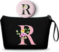 A-Z Womens Gifts for Birthday, Initial Cute Makeup Bag with Mirror, R