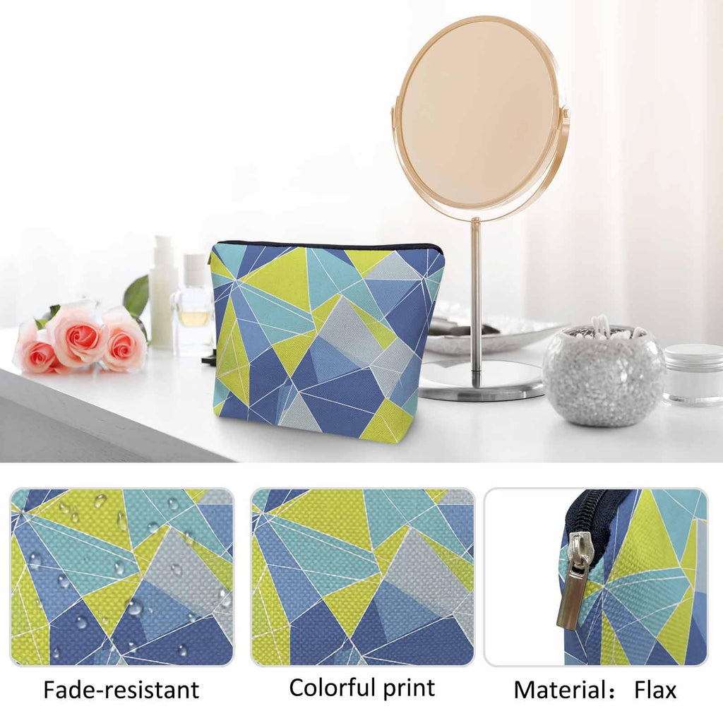 Kalygon Woman Makeup Bag Triangle, Geometric Stripe Triangle Makeup Bags Travel Cosmetic Bags Toiletry Makeup Organizer Pencil Pouch Make Up Cosmetic Bag For Owners Lady Birthday Gifts