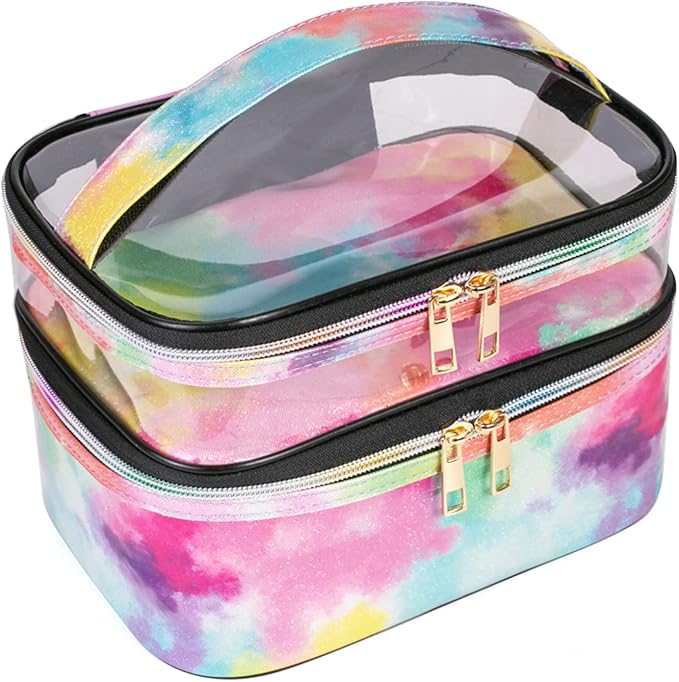 imerelez Cosmetic Bag Makeup Bag Travel Cosmetic Bags for Women Makeup bags Cases Portable Waterproof Foldable (Tie-Dye)