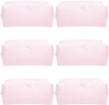 Cozy Makeup Bag for Women,Zipper Cosmetic Pouch,Stripe Ballet Pink,6 Pack