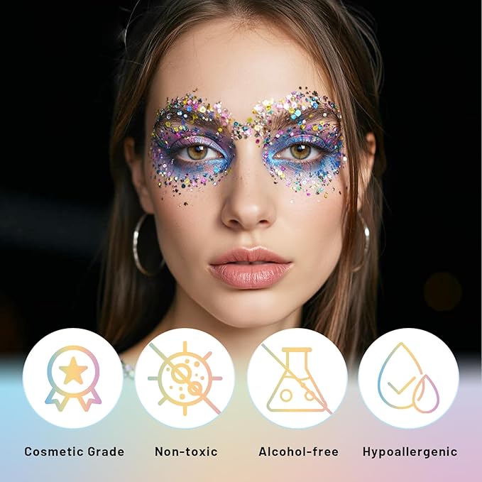 DAGEDA Carnival Body Glitter Gel, Sparkly Hair Face Glitter Makeup
