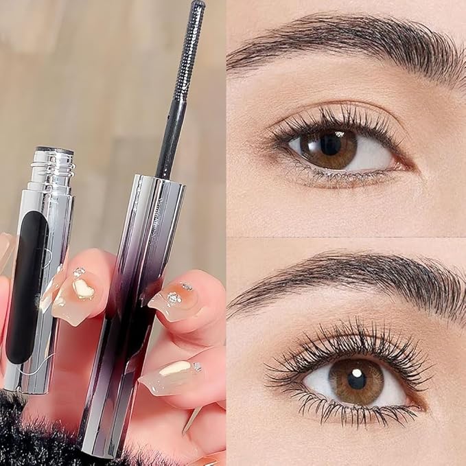 Iron Wand Mascara,Waterproof Metal Wand Mascara Tubing, 3D Curling Metal Wands Mascaras Black Washable, Long-lasting 3D Curling Eyelash, Smudge Proof & No Flaking (Black-2)