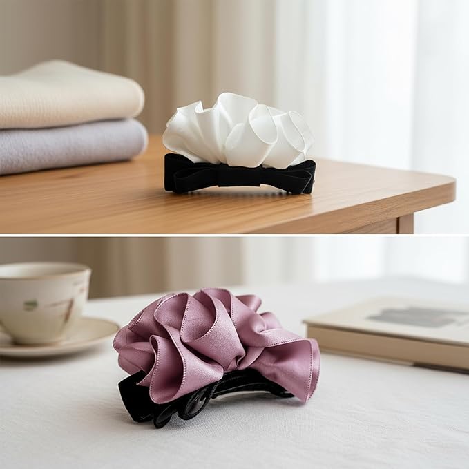 VG·Lumina Banana Clip for Women Girl Accessories Flower No Crease Thin Curly Fine Long Hair Claw Clips Decorations Ponytail non Slip Snap Hair Clips