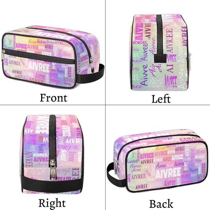 KFNHN Custom Cosmetic Bag with Name, Colorful Pink Purple Galaxy Background