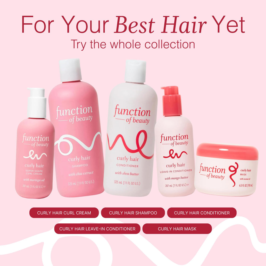 Function of Beauty Curly Hair Shampoo & Conditioner Set - Sulfate-Free Shampoo & Conditioner Duo for Natural Curls & Bounce - Curl Defining, Hydrating & Moisturizing - Dry & Dull Hair Care Products