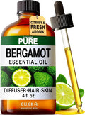 100% Pure Bergamot Oil - 4 Fl Oz Bergamot Essential Oil for Hair, Skin, Diffuser, Aromatherapy & DIY Soap Making Scent
