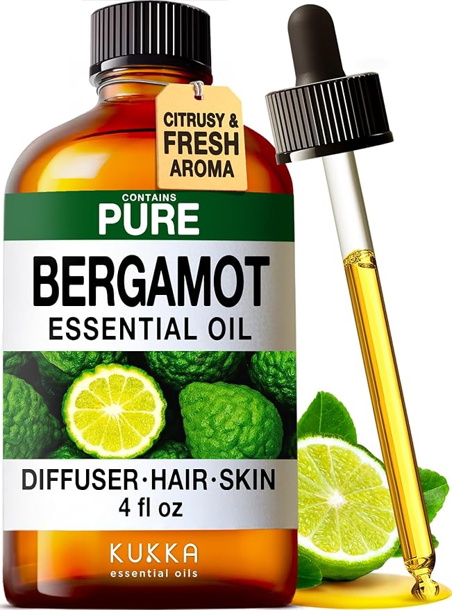 100% Pure Bergamot Oil - 4 Fl Oz Bergamot Essential Oil for Hair, Skin, Diffuser, Aromatherapy & DIY Soap Making Scent