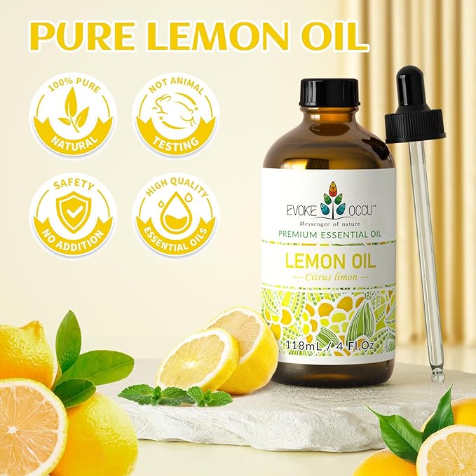 EVOKE OCCU Lemon Essential Oil for Cleansing Skin Home Diffuser Massage