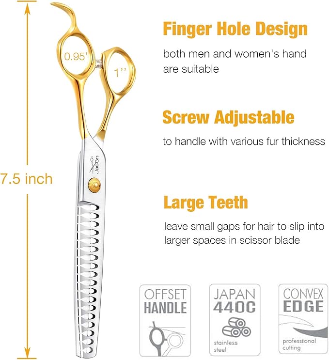 JASON Dog Grooming Chunker Scissors - 7" Blending Thinning Shears Trimming