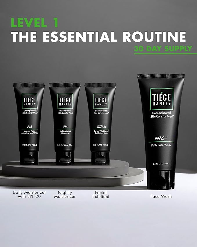 Tiege Hanley Essential Men's Skin Care Set, 30-Day, 4 Piece Kit