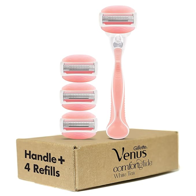 Gillette Venus ComfortGlide White Tea Women's Razor 1 Handle + 4 Blade Refills
