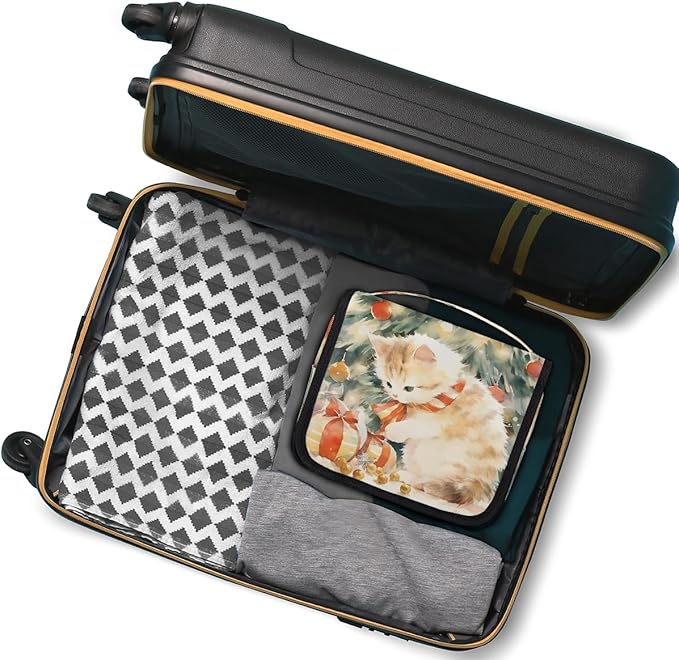 YoYoYuchong Travel Toiletry Bag for Women & Men Cute Animal Cat Art Hanging Cosmetic Organizer Portable Waterproof Makeup Case Make Up Bag with Compartments Travel Essentials for Bathroom Shower
