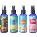 Natural Bedroom Linen Spray Scented Room Mist with Plant Extracts Long Lasting Freshness for Sheets, Pillows & Curtains –Ebony Agarwood + Misty Forest + Chamomile + Romantic Rose 4oz（4 Bottle）
