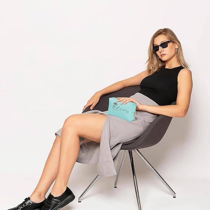 DayOfShe Personalized Makeup Bag with Name and Birth Flower Bridesmaid Gifts,Name Toiletry Bag Mothers Day Mom Gifts,Custom Travel Makeup bag for Bridal Shower Gifts