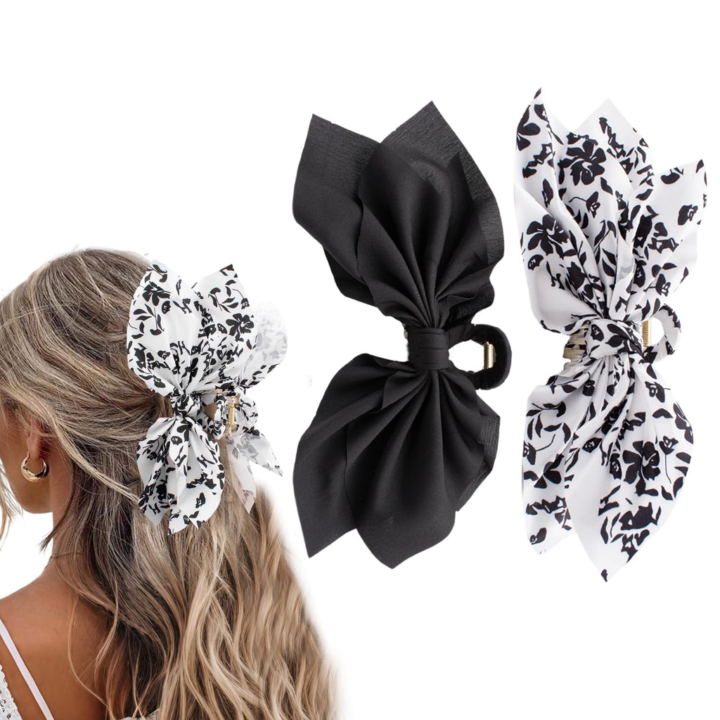 Hadutrek Bow Claw Hair Clips 2PCS Big Hair Bows for Women Butterfly Styling Large Hair Clips for Thin Thick Curly Hair for Girls Hair Accessories for Teens Gifts for Valentine's Day