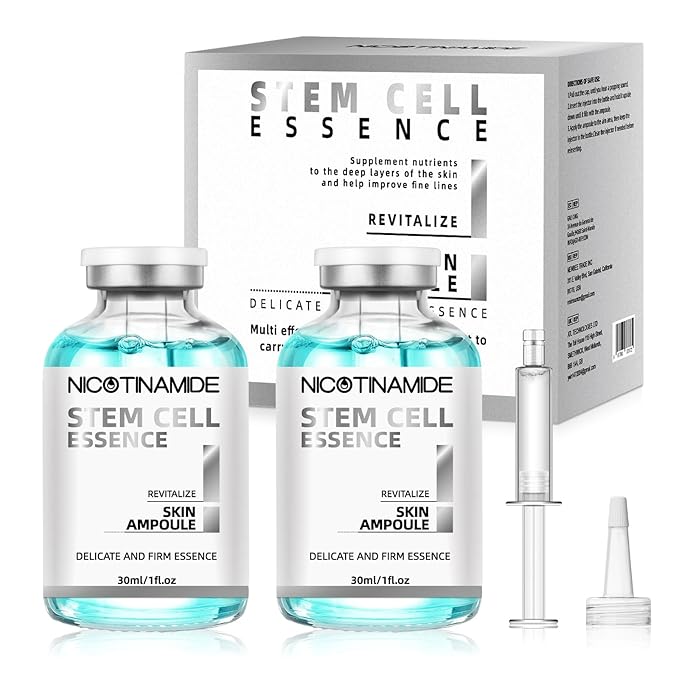 Racgrul Stem Cell Ampoule for Face, 2 Pcs Microneedling Serum Ampoule for Anti-Aging, Helps Reduce the Look of Wrinkles and Scars, Hydrating Facial Serum to Use with and Without Micro Needling