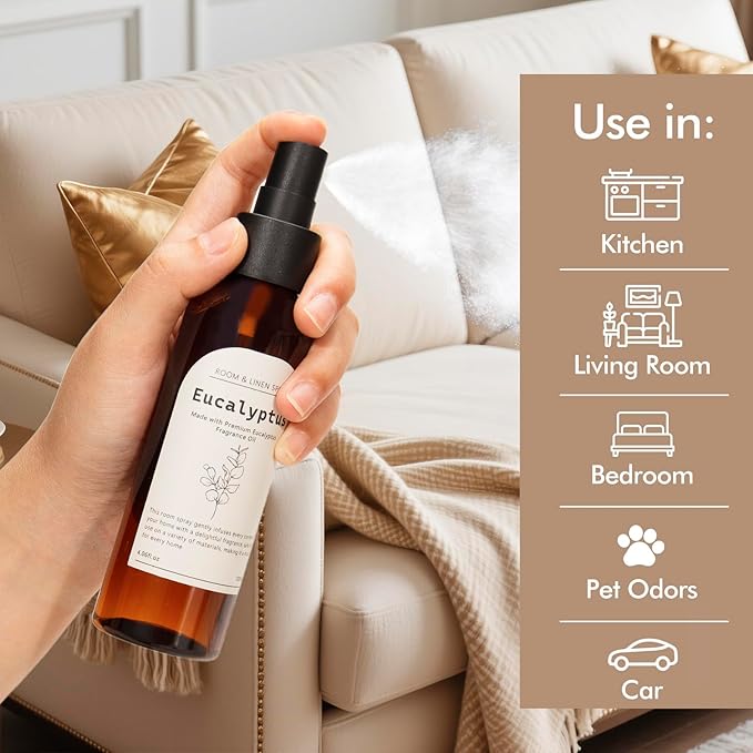 THE GOOD SOUL PROJECT Eucalyptus Linen and Room Spray, Fragrant Room Spray, Odor Eliminator, Long Lasting Air Fresheners for Home, Bedding, Fabrics, 8.12 fl oz