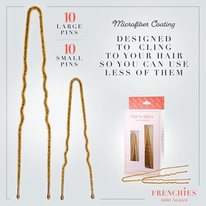 Frenchies Velvet Coated French Hair Pin, Non Slip, 20 Count, Blond