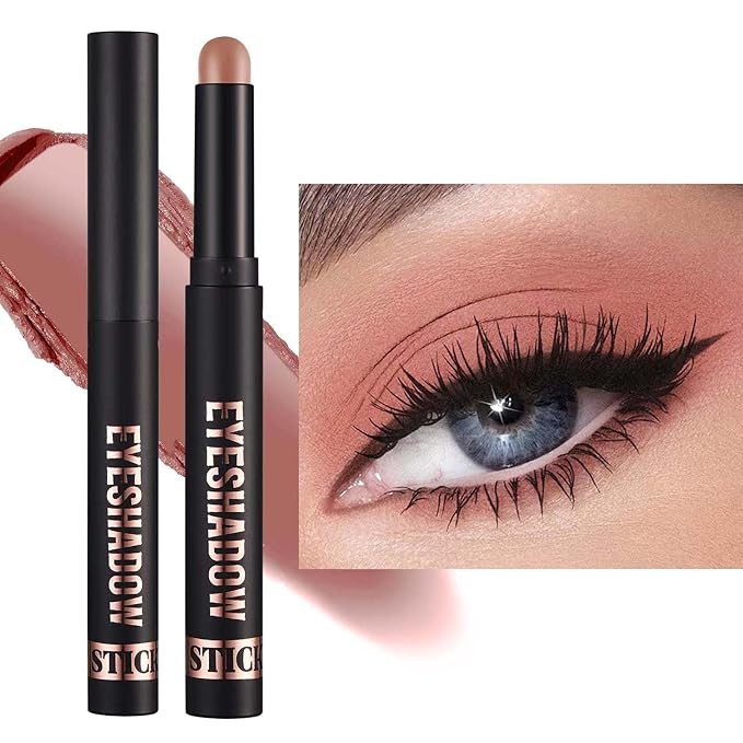 Mefyhtune Warm Brown Eyeshadow Stick Shimmer Eyeshadow Pencil Crayon, Hypoallergenic Waterproof Long Lasting Eye Shadow Stick Makeup, Women Multi-Dimensional High Pigment Eye Highlighter Pen(12#)