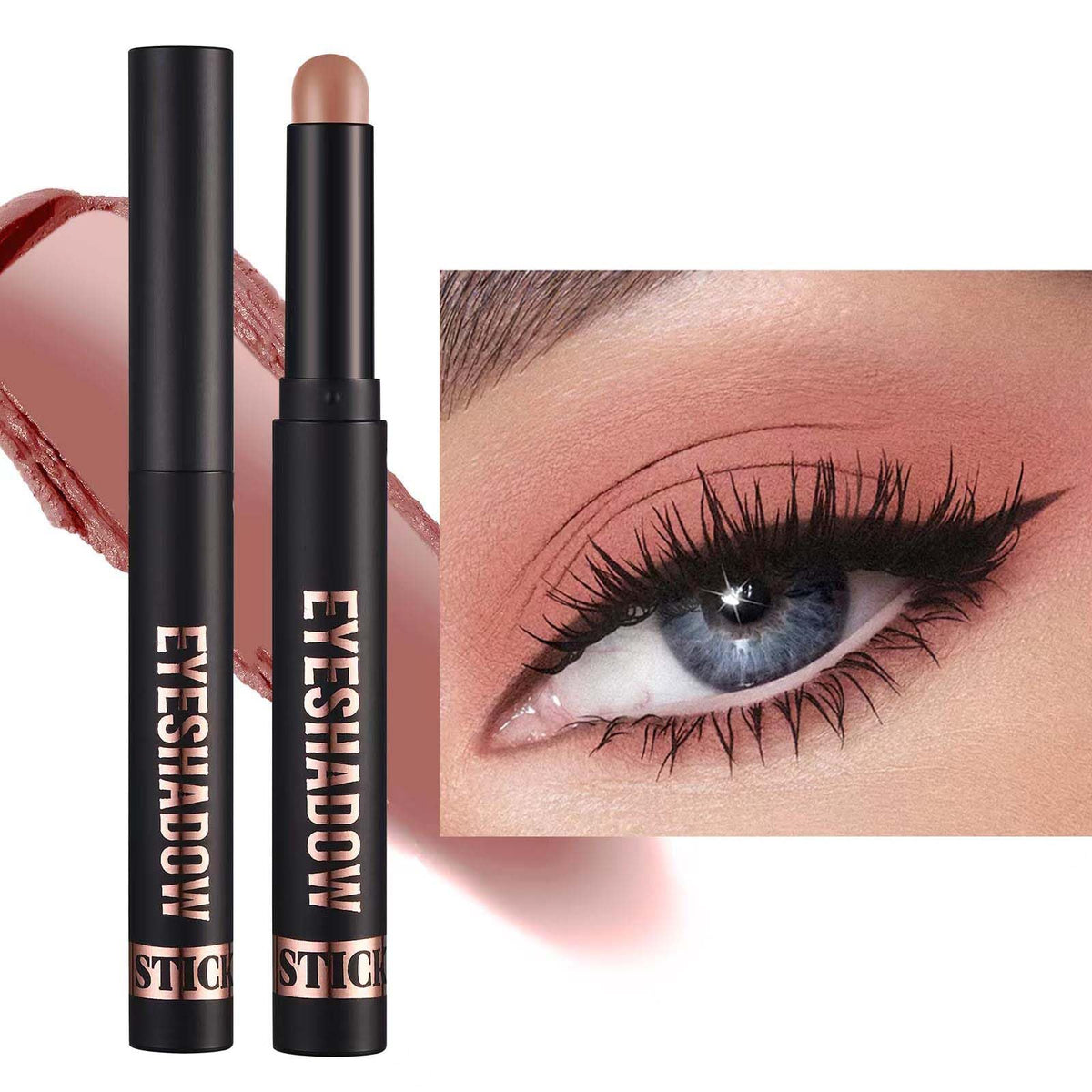 Mefyhtune Light Taupe Nude Eyeshadow Stick Matte Eyeshadow Pencil Makeup, High Pigment Crease-proof Eye Shadow Brightener stick, Hypoallergenic Waterproof Long Lasting Eye Highlighter Stick (19#)