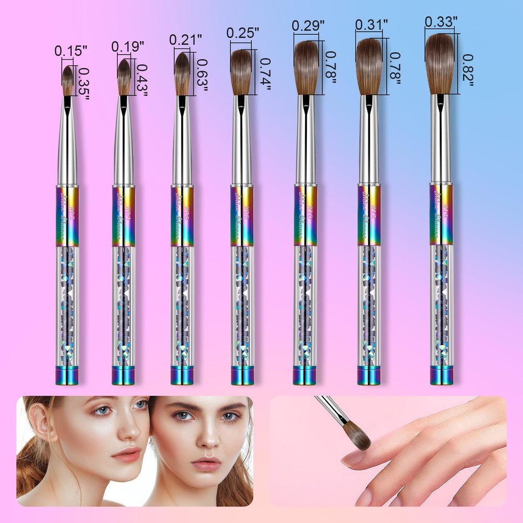 Shine Chance Acrylic Nail Brush Size 12, 100% Real Kolinsky Art Nail Brush for Acrylic Powder Application, Handmade Women Manicure Nail Extension Tool for Professional DIY Home Salon and Beginners