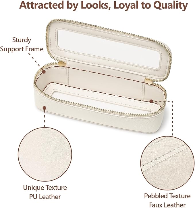 PACKISM Clear Makeup Bag - PU Leather Clear Travel Bags for Toiletries