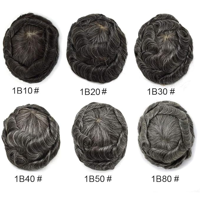 Toupee for Men French Lace Center Human Hair Replacement Systems Transparent Lace Center Hair Piece Mens Toupee Hair Units for Man V-Looped Front Male Hair Prosthesis 8"X10" 7ASH Light Ash Brown