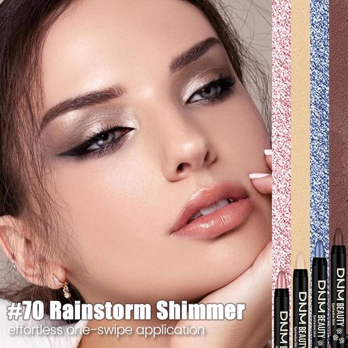 IATMOMOD Silver Grey Shimmer Cream Eye Shadow Stick Makeup for Women, Shimmer Eyeliner Pencil Eyeshadow Brightener Stick for Eyes, Waterproof Eyeshadow Applicator Blendable sombras para ojos 70#
