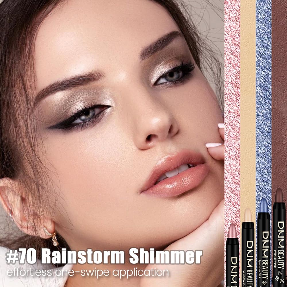 IATMOMOD Silver Grey Shimmer Cream Eye Shadow Stick Makeup for Women, Shimmer Eyeliner Pencil Eyeshadow Brightener Stick for Eyes, Waterproof Eyeshadow Applicator Blendable sombras para ojos 70#